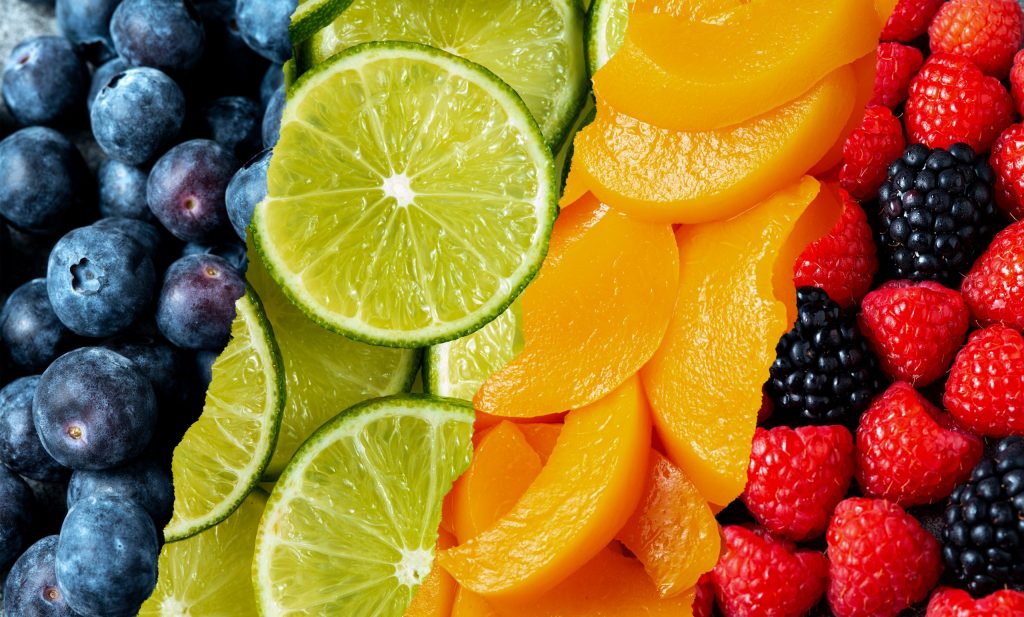collage colorido textura frutas cerca